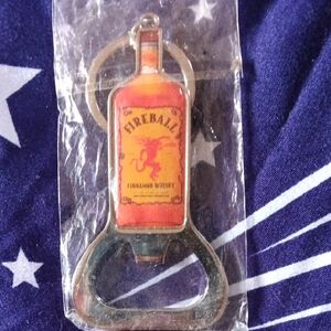 Cinnamon Whisky Keychain Bottle Opener - Orange and Silver
